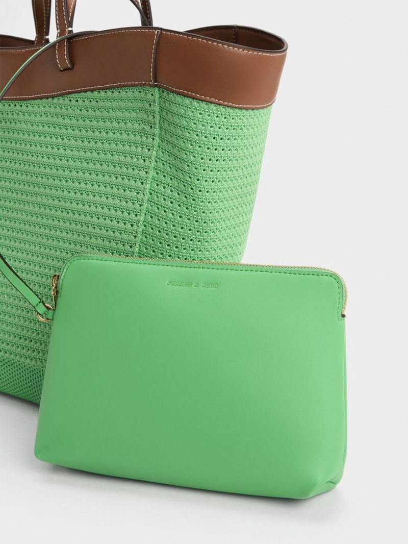 Geanta Tote Charles & Keith Ida Tricotate Sculptural Verzi | 947KEPFIV