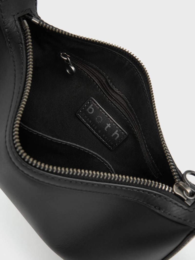 Geanta Tote Charles & Keith Jules Piele Chain-Embellished Negrii | 285HUWVFJ