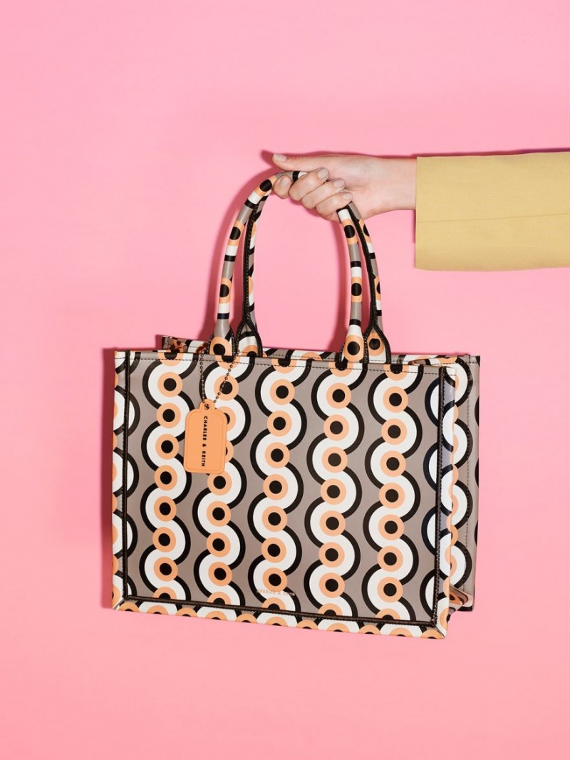 Geanta Tote Charles & Keith Jump Print Colorati | 674TEODRU