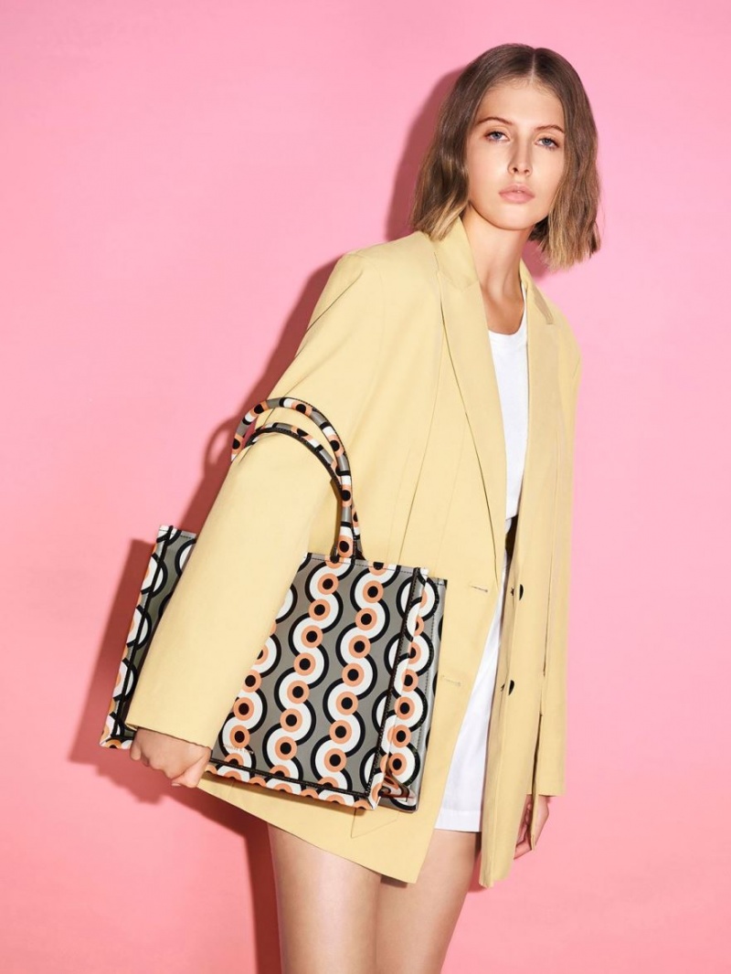 Geanta Tote Charles & Keith Jump Print Colorati | 674TEODRU