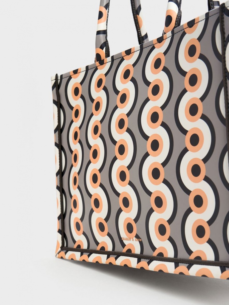 Geanta Tote Charles & Keith Jump Print Colorati | 674TEODRU