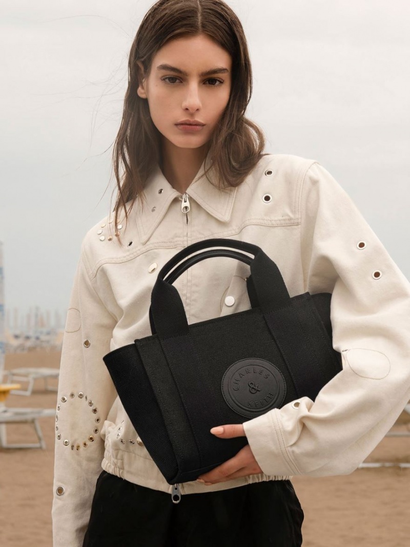 Geanta Tote Charles & Keith Kay Panza Negrii | 765VBHEPN