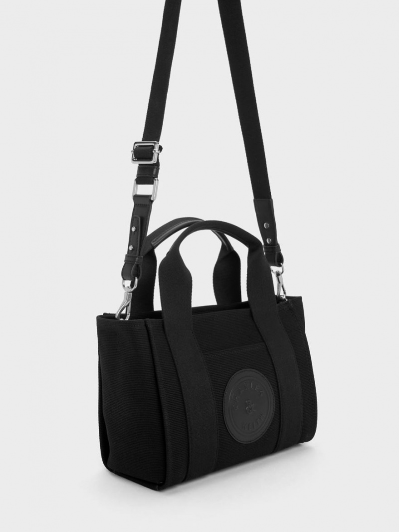 Geanta Tote Charles & Keith Kay Panza Negrii | 765VBHEPN