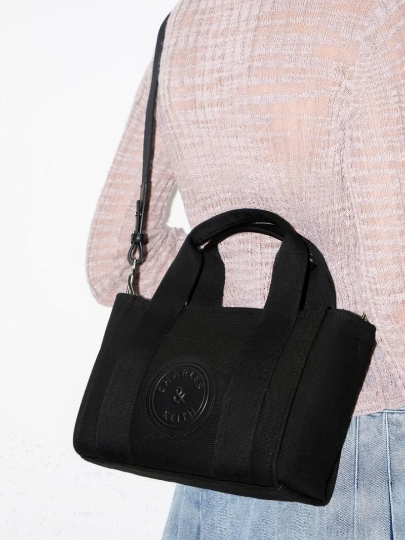 Geanta Tote Charles & Keith Kay Panza Negrii | 765VBHEPN