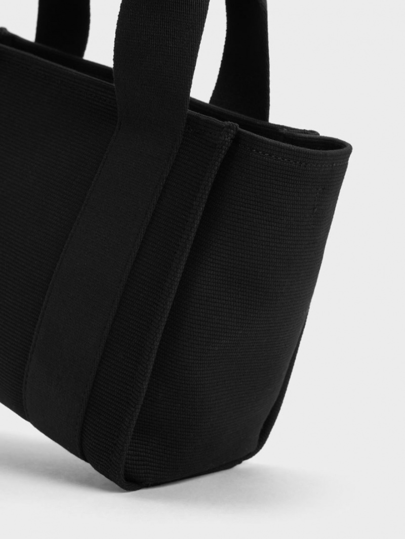Geanta Tote Charles & Keith Kay Panza Negrii | 765VBHEPN