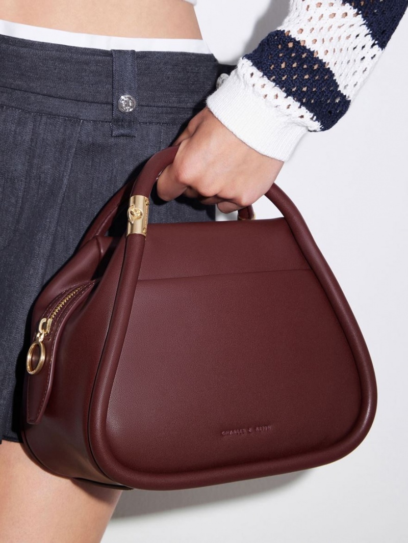 Geanta Tote Charles & Keith Lara Geometric Ciocolata Inchis | 395DFQTJN
