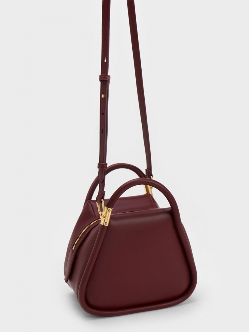 Geanta Tote Charles & Keith Lara Geometric Ciocolata Inchis | 395DFQTJN