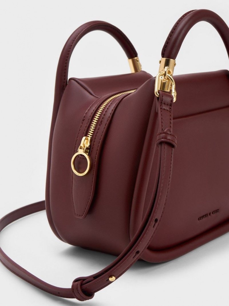 Geanta Tote Charles & Keith Lara Geometric Ciocolata Inchis | 395DFQTJN