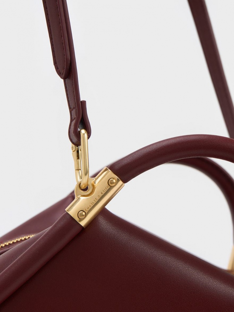 Geanta Tote Charles & Keith Lara Geometric Ciocolata Inchis | 395DFQTJN