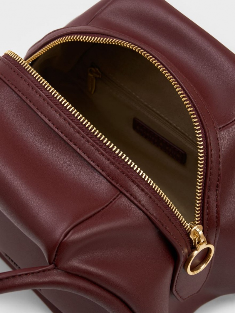 Geanta Tote Charles & Keith Lara Geometric Ciocolata Inchis | 395DFQTJN