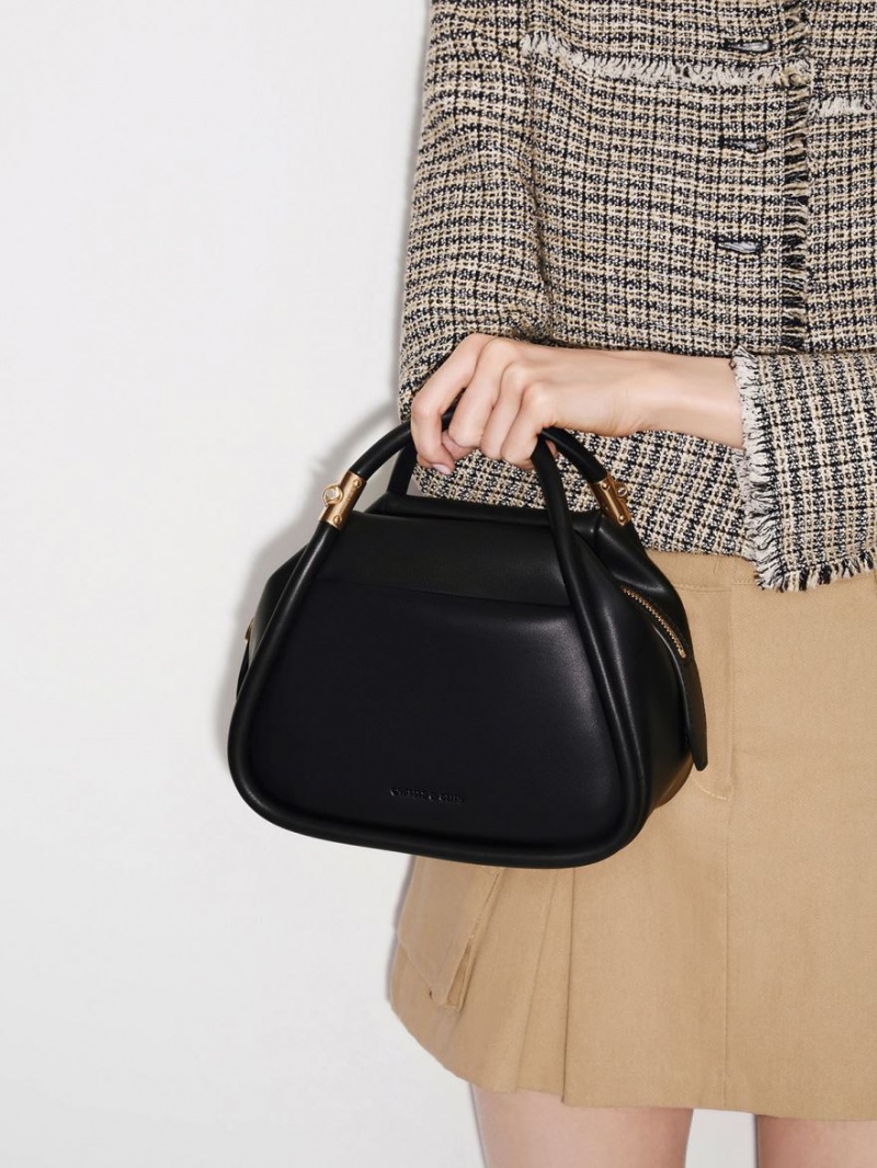 Geanta Tote Charles & Keith Lara Geometric Negrii | 863LETPNK