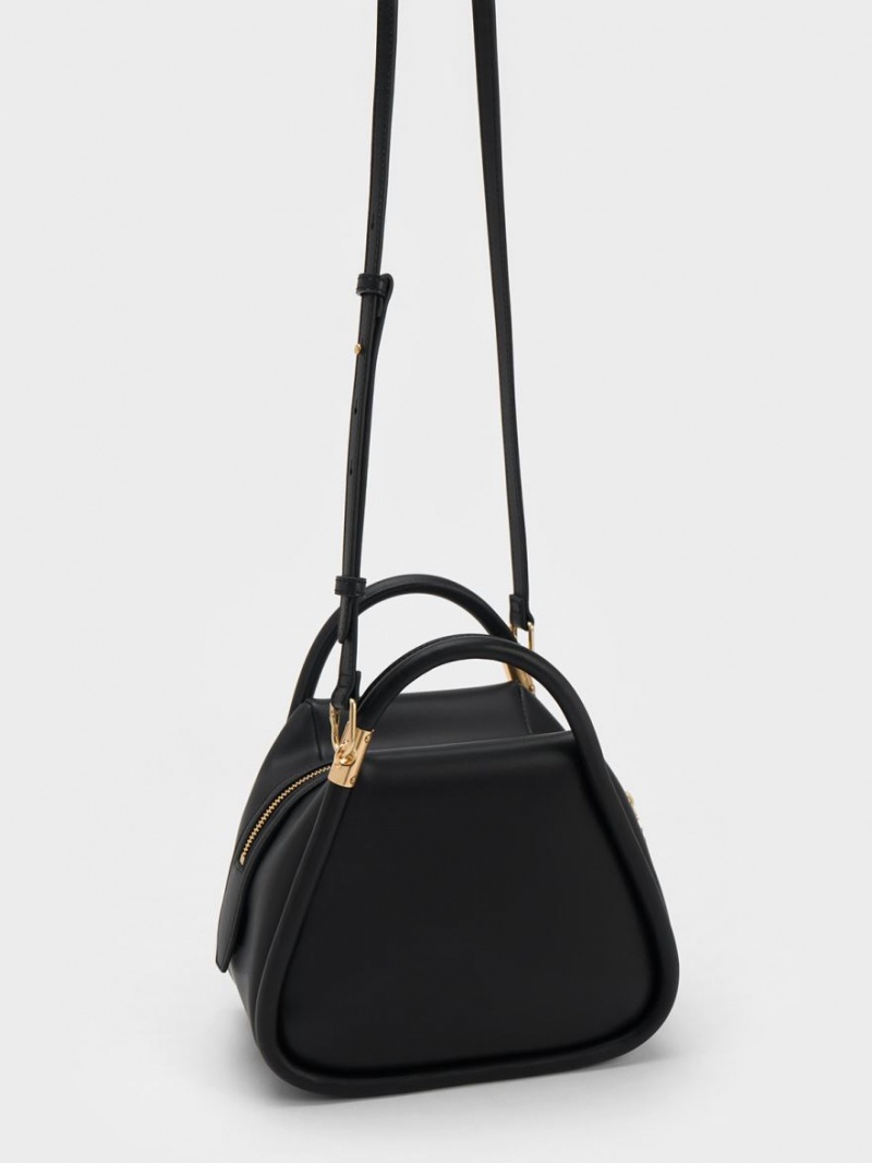 Geanta Tote Charles & Keith Lara Geometric Negrii | 863LETPNK