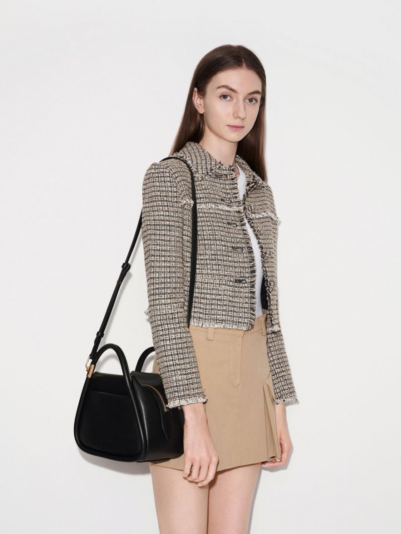 Geanta Tote Charles & Keith Lara Geometric Negrii | 863LETPNK