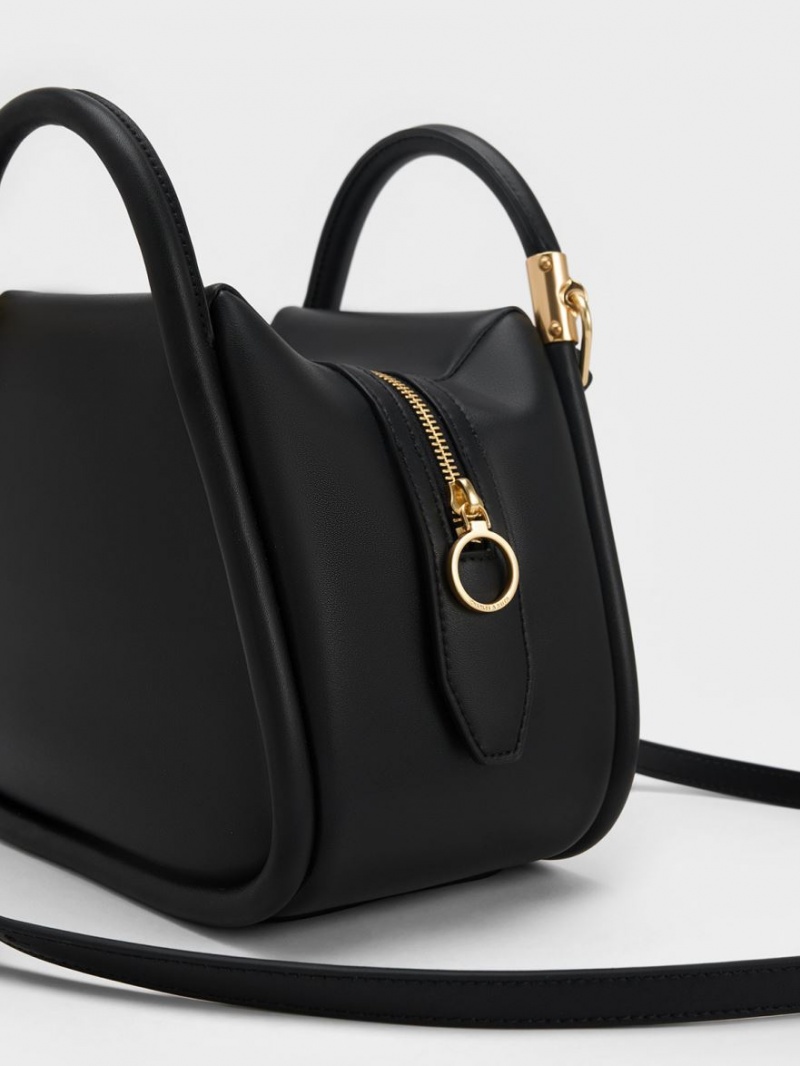 Geanta Tote Charles & Keith Lara Geometric Negrii | 863LETPNK