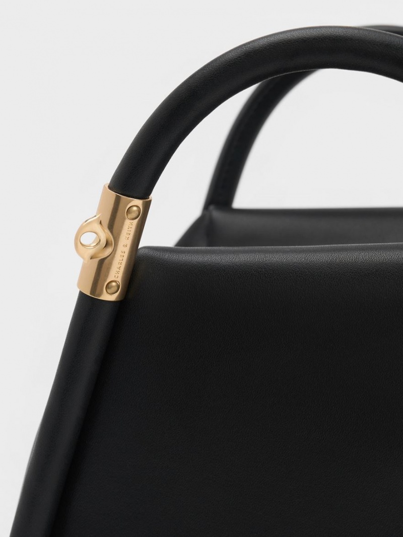 Geanta Tote Charles & Keith Lara Geometric Negrii | 863LETPNK