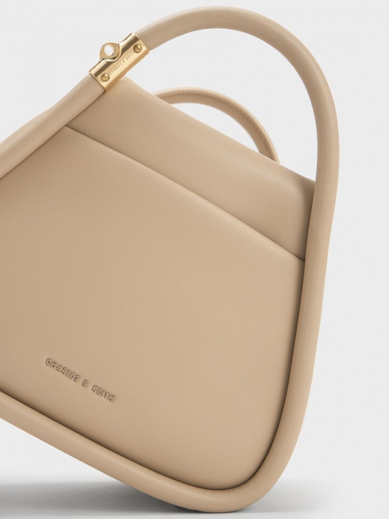 Geanta Tote Charles & Keith Lara Geometric Bej | 932HDUOFN