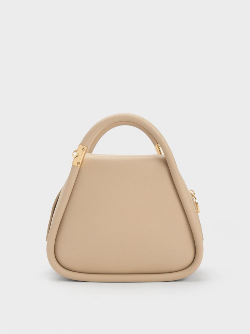Geanta Tote Charles & Keith Lara Geometric Bej | 932HDUOFN