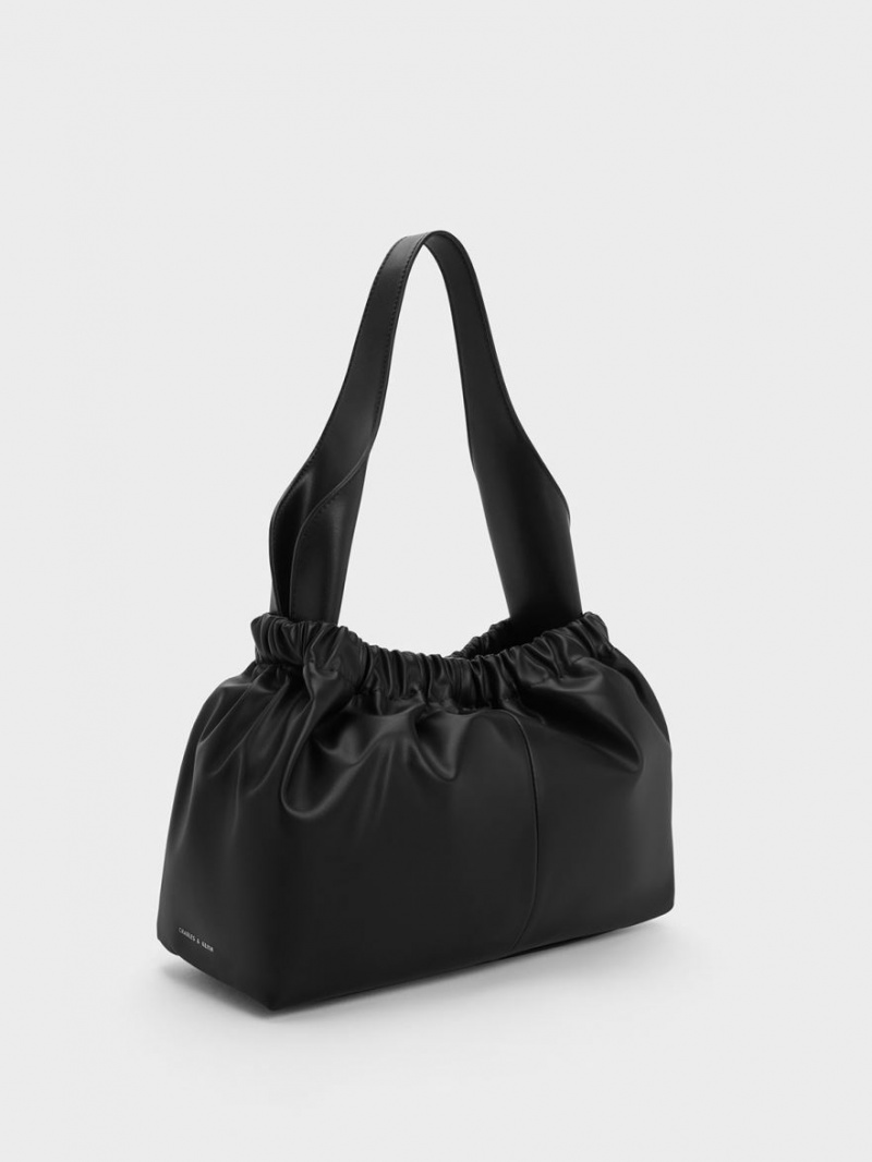 Geanta Tote Charles & Keith Large Ally Ruched Slouchy Negrii | 680IZATSX
