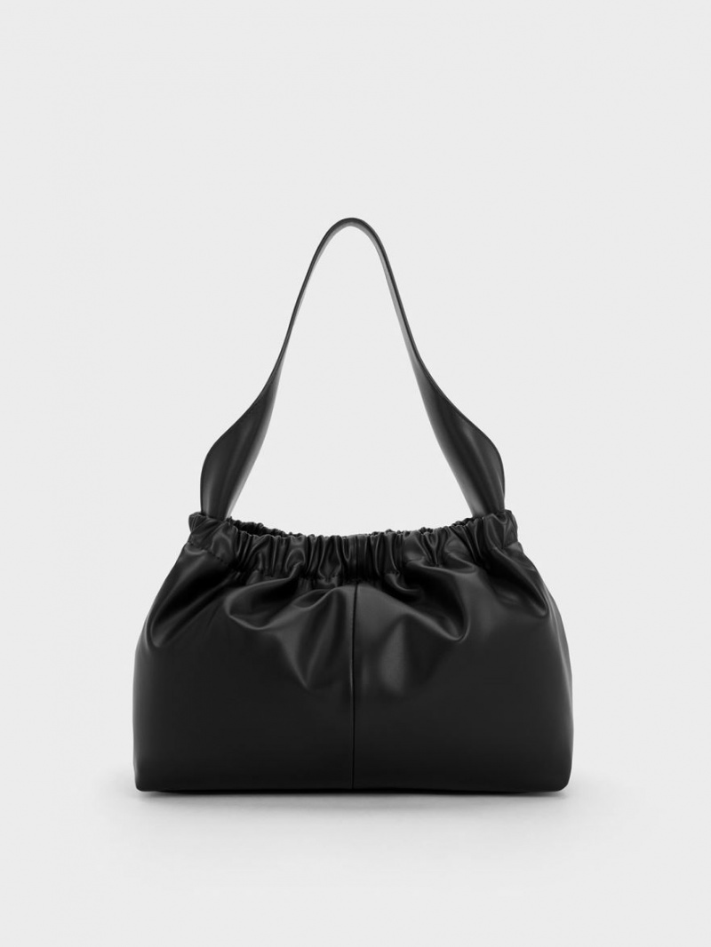 Geanta Tote Charles & Keith Large Ally Ruched Slouchy Negrii | 680IZATSX