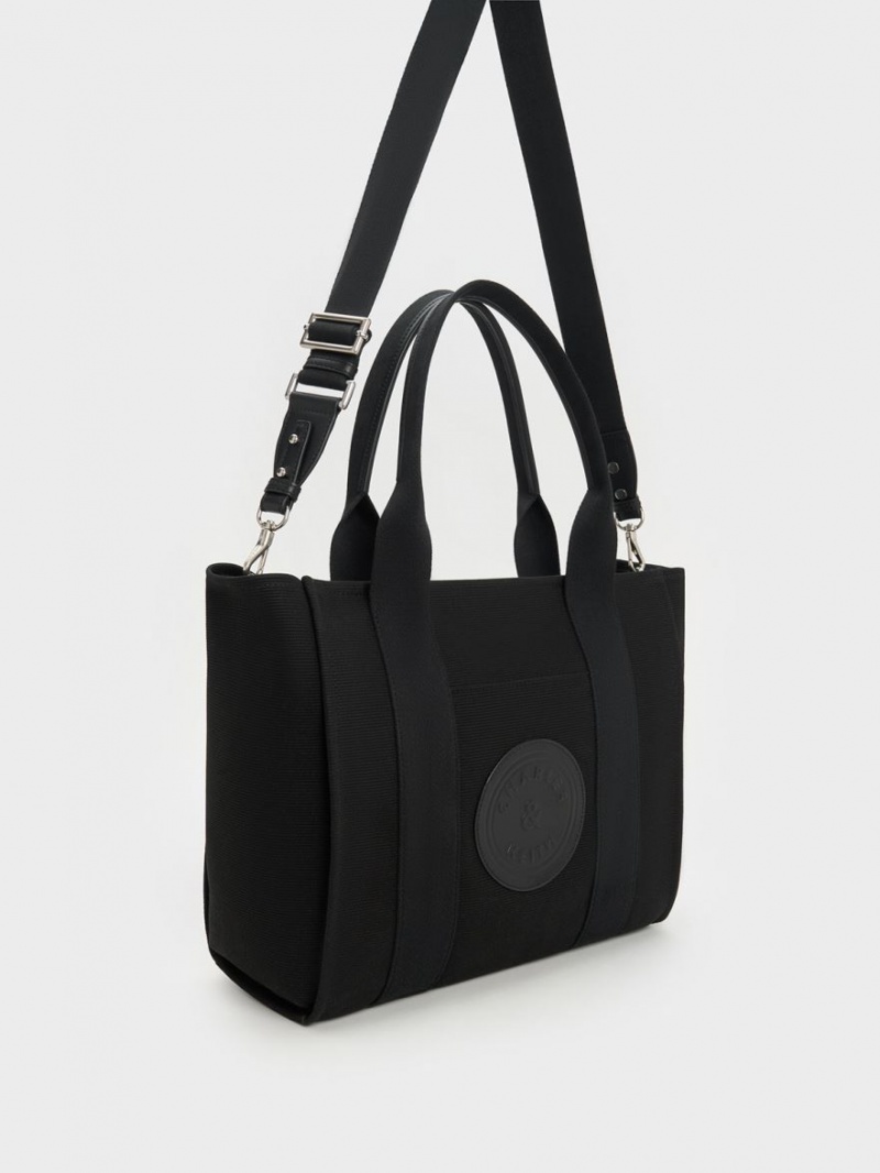 Geanta Tote Charles & Keith Large Kay Panza Negrii | 052AKLYNI