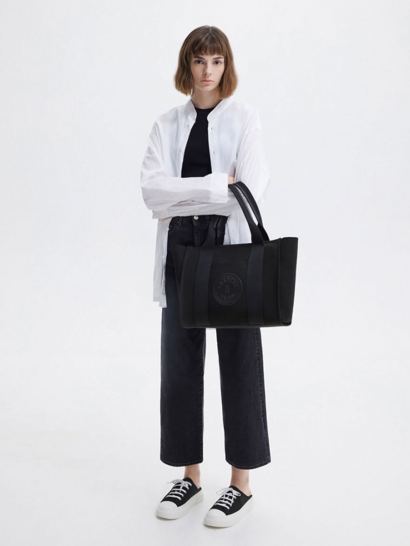 Geanta Tote Charles & Keith Large Kay Panza Negrii | 052AKLYNI