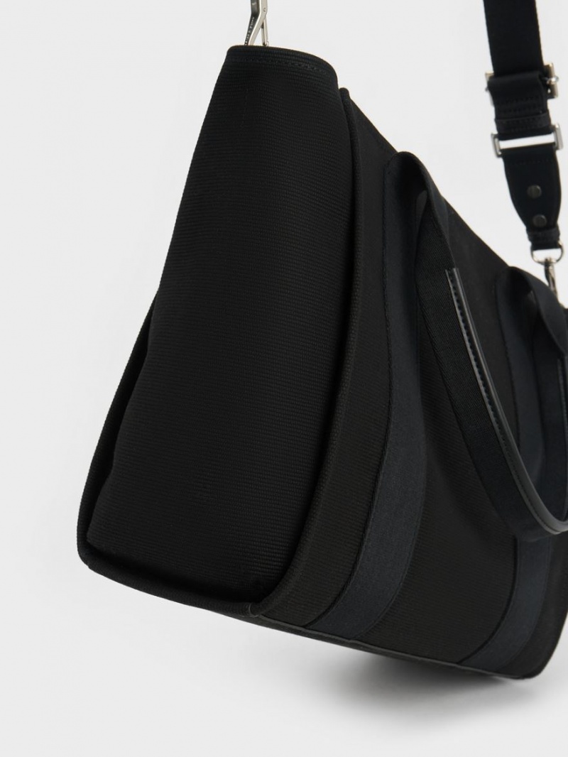 Geanta Tote Charles & Keith Large Kay Panza Negrii | 052AKLYNI