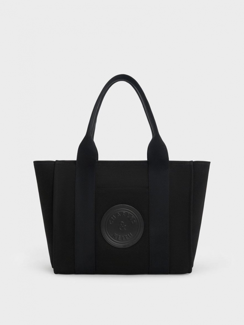 Geanta Tote Charles & Keith Large Kay Panza Negrii | 052AKLYNI