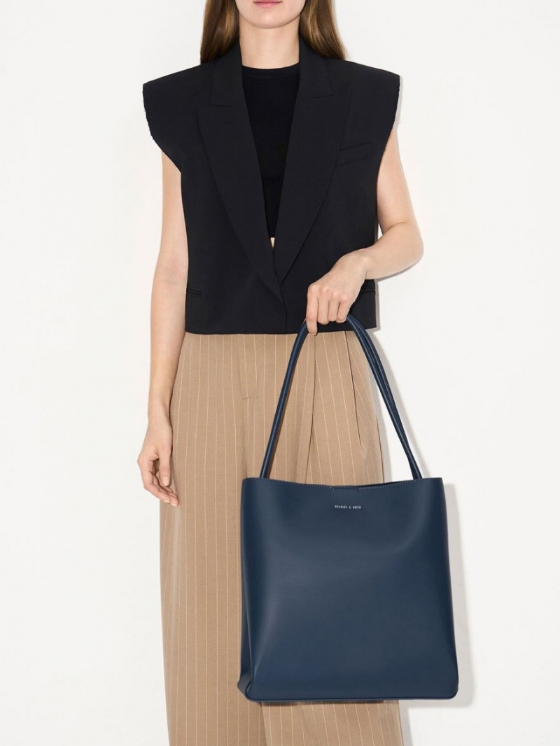 Geanta Tote Charles & Keith Leia Albastri | 827DFCZXY
