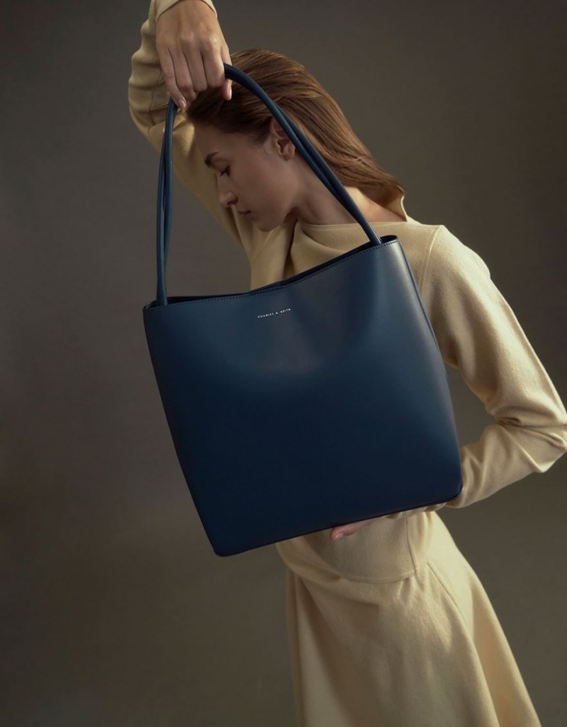 Geanta Tote Charles & Keith Leia Albastri | 827DFCZXY