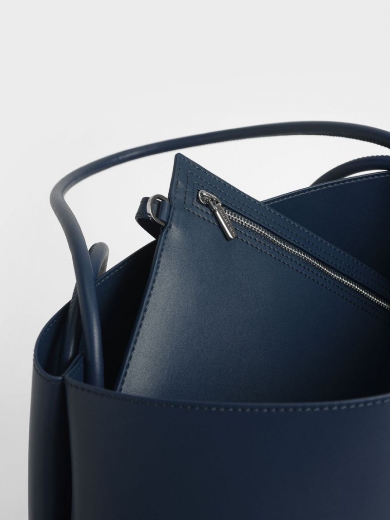 Geanta Tote Charles & Keith Leia Albastri | 827DFCZXY