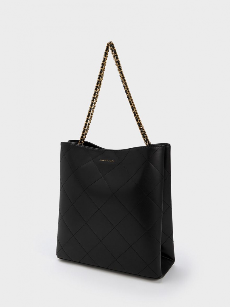Geanta Tote Charles & Keith Leia Braided Handle Negrii | 814PGOQID