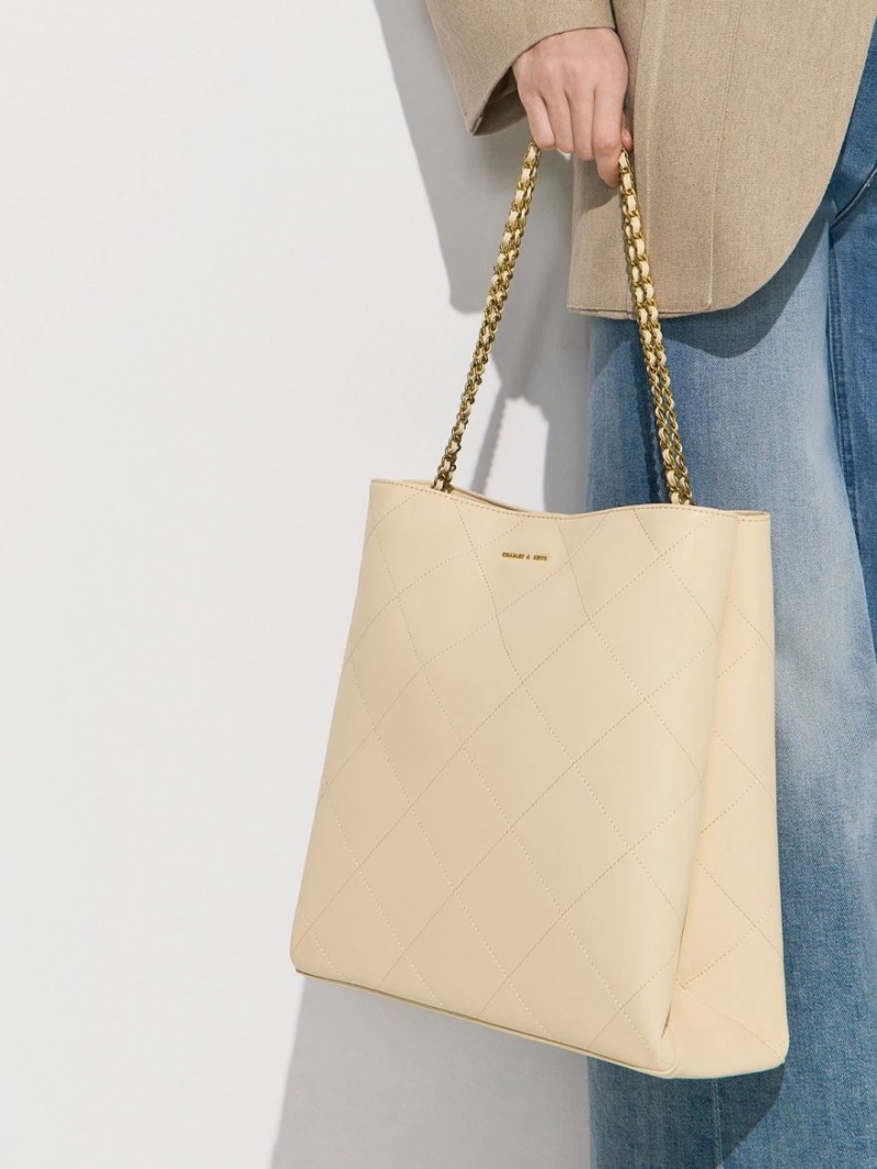 Geanta Tote Charles & Keith Leia Braided Handle Bej | 718OYVHQG