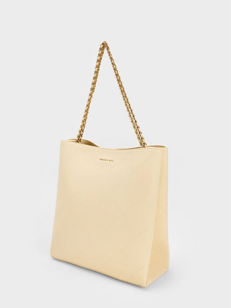 Geanta Tote Charles & Keith Leia Braided Handle Bej | 718OYVHQG