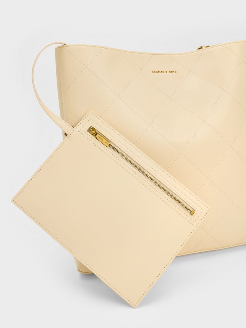 Geanta Tote Charles & Keith Leia Braided Handle Bej | 718OYVHQG