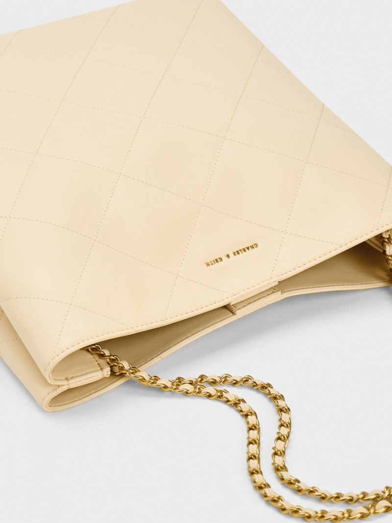 Geanta Tote Charles & Keith Leia Braided Handle Bej | 718OYVHQG