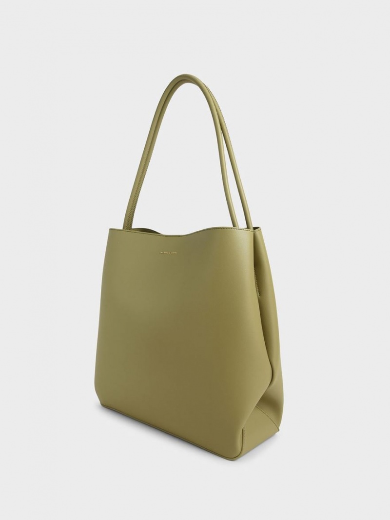 Geanta Tote Charles & Keith Leia Masline Verzi | 234DCVGJK