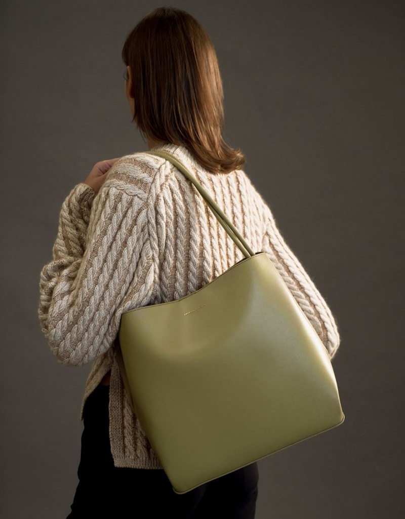 Geanta Tote Charles & Keith Leia Masline Verzi | 234DCVGJK