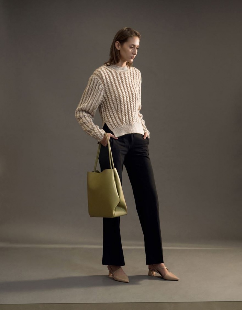 Geanta Tote Charles & Keith Leia Masline Verzi | 234DCVGJK