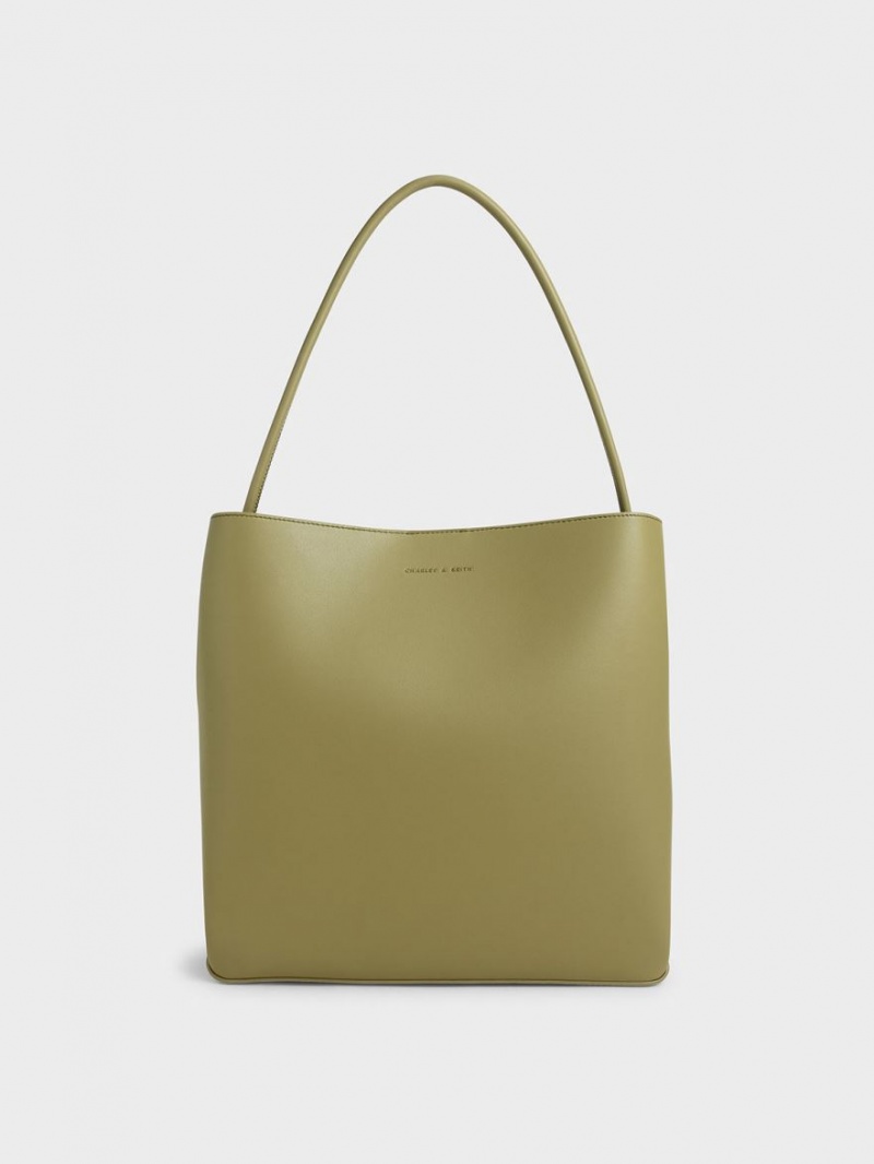 Geanta Tote Charles & Keith Leia Masline Verzi | 234DCVGJK