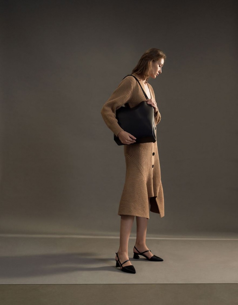 Geanta Tote Charles & Keith Leia Negrii | 837FMZGUN