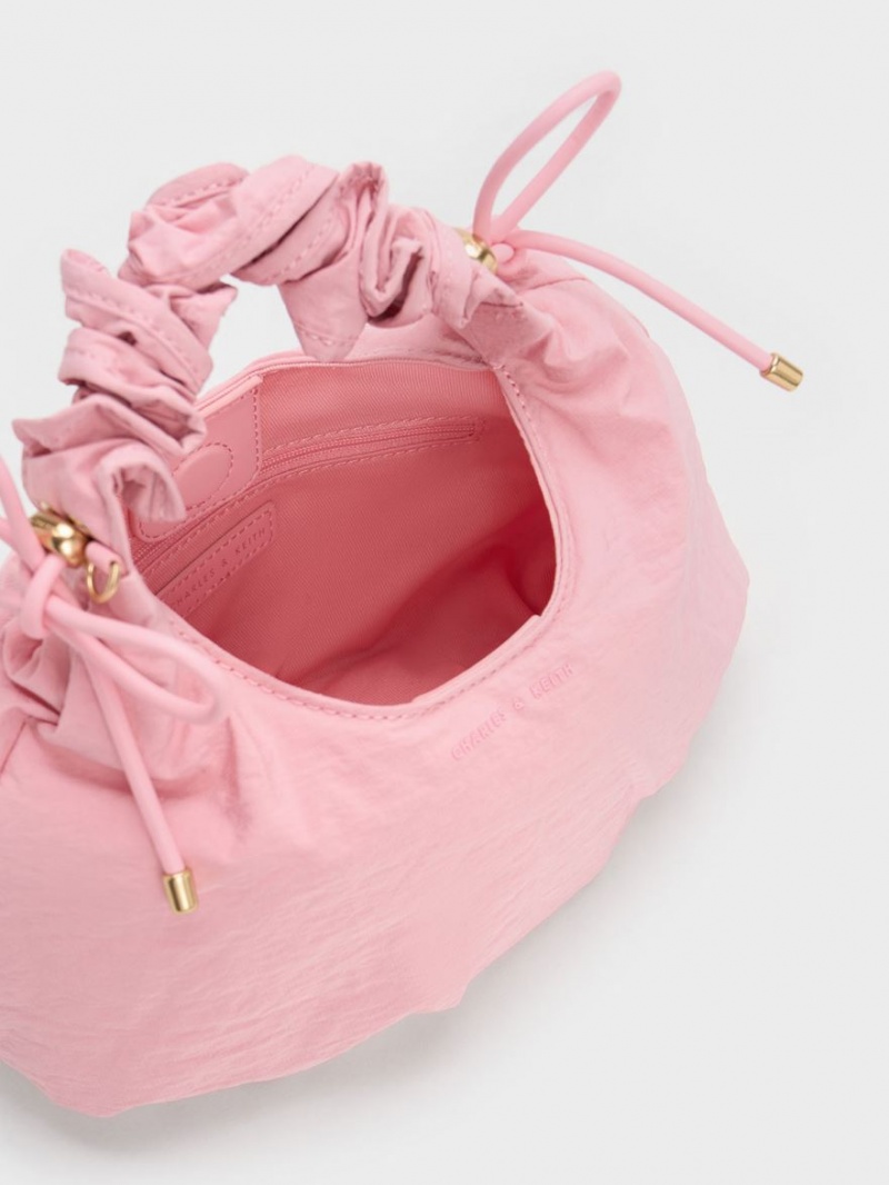 Geanta Tote Charles & Keith Maisy Ruched Nailon Roz | 207DGQRVS
