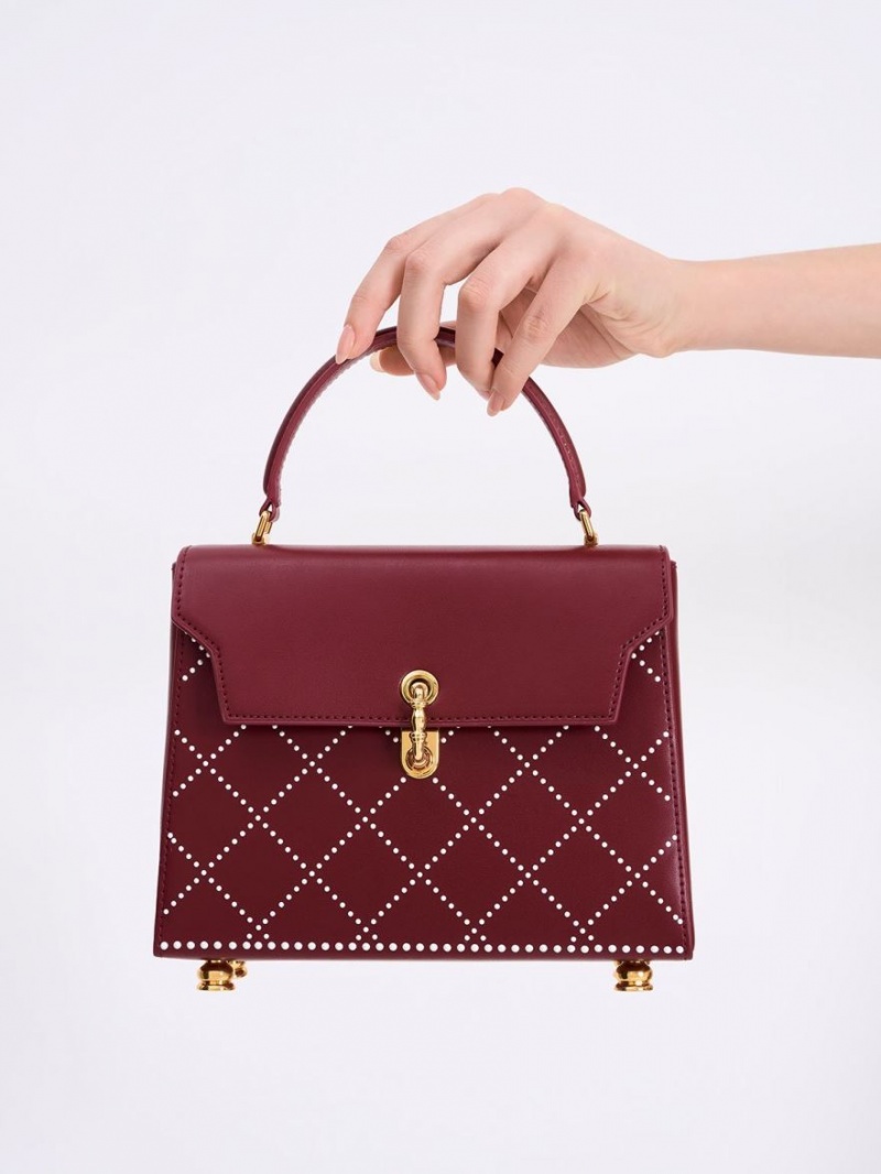 Geanta Tote Charles & Keith Marietta Bead-Embellished Trapeze Visinii | 380JWOCPK