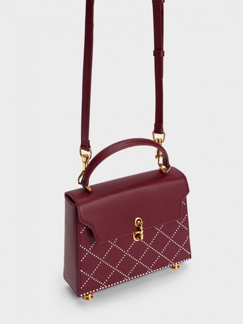Geanta Tote Charles & Keith Marietta Bead-Embellished Trapeze Visinii | 380JWOCPK