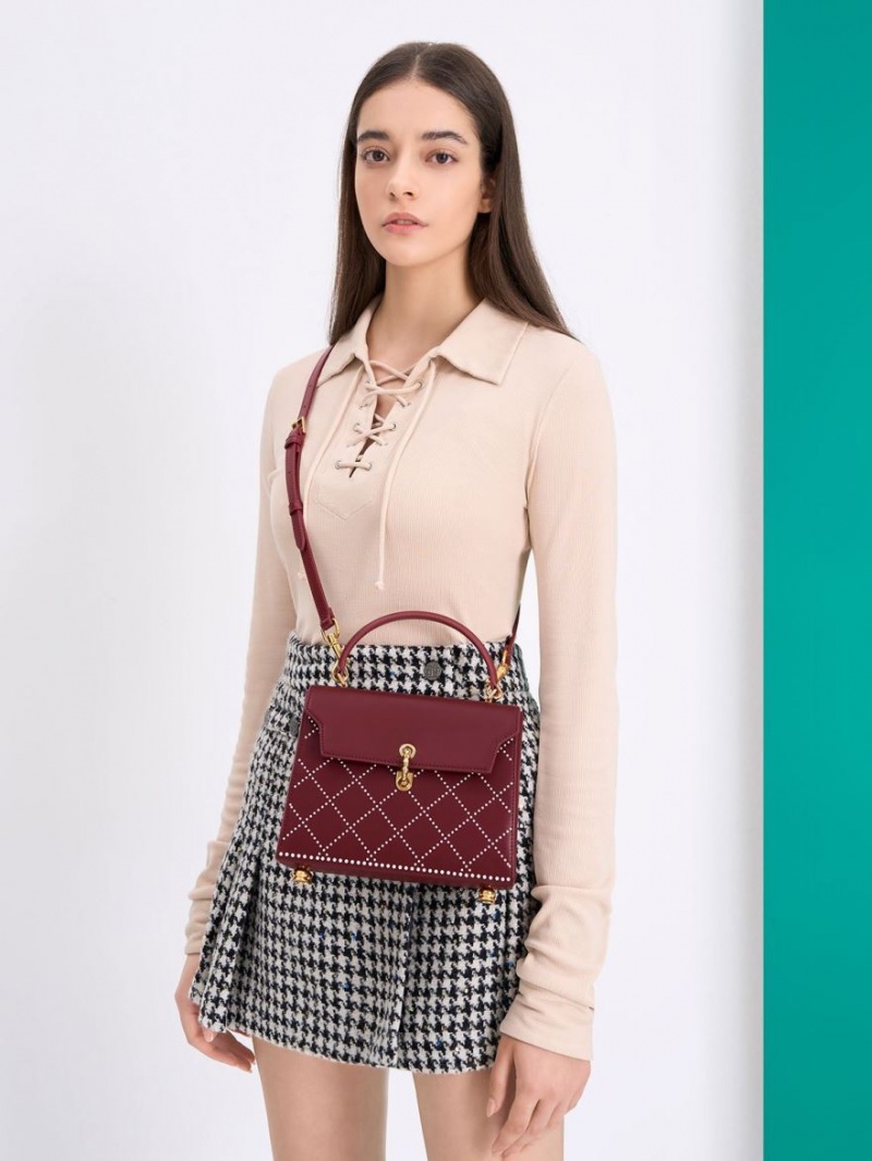 Geanta Tote Charles & Keith Marietta Bead-Embellished Trapeze Visinii | 380JWOCPK