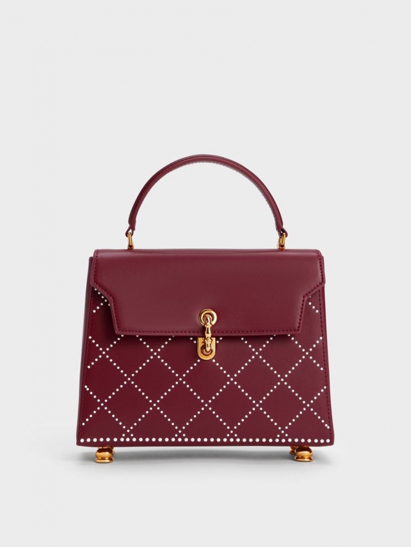 Geanta Tote Charles & Keith Marietta Bead-Embellished Trapeze Visinii | 380JWOCPK