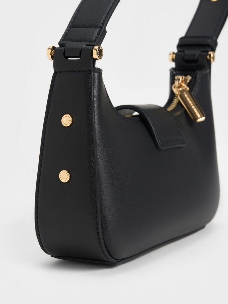 Geanta Tote Charles & Keith Metallic Accent Belted Negrii | 619YQHDPC