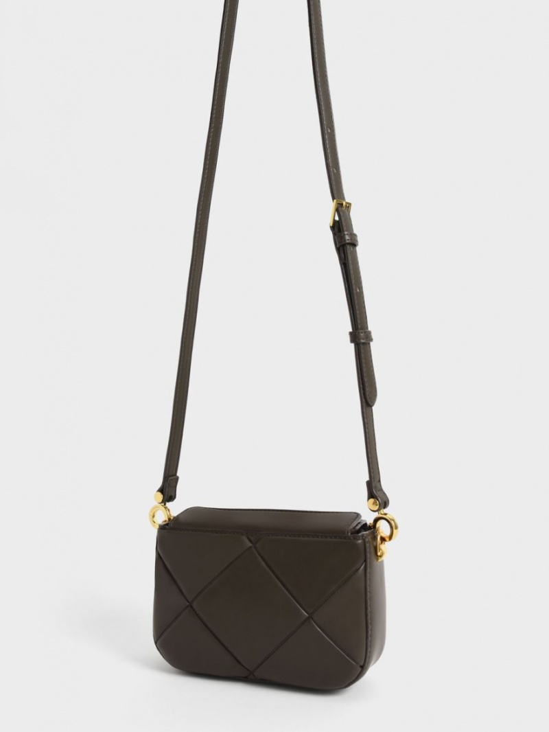Geanta Tote Charles & Keith Mini Danika Grosolan Chain Căptușită Negrii | 635PJGNUT