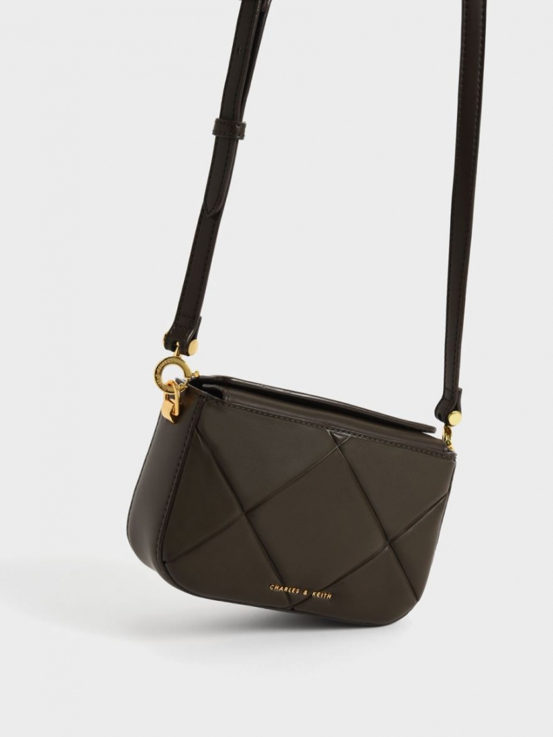Geanta Tote Charles & Keith Mini Danika Grosolan Chain Căptușită Negrii | 635PJGNUT