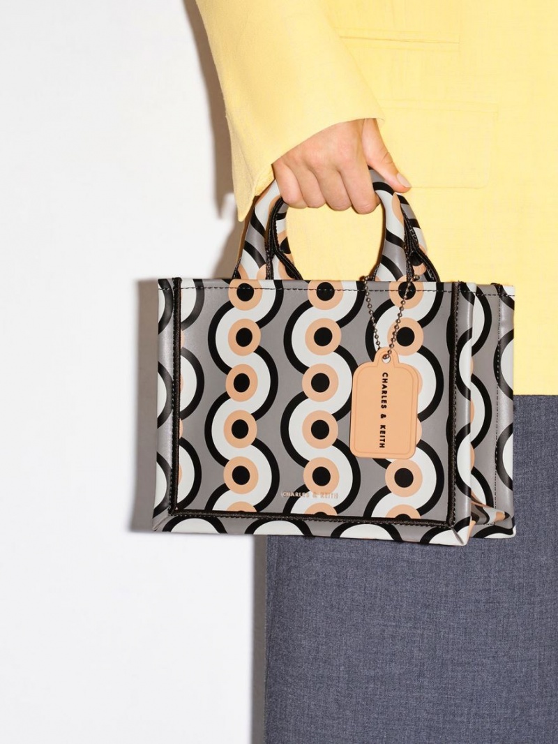 Geanta Tote Charles & Keith Mini Jump Print Colorati | 082ZDEUIC