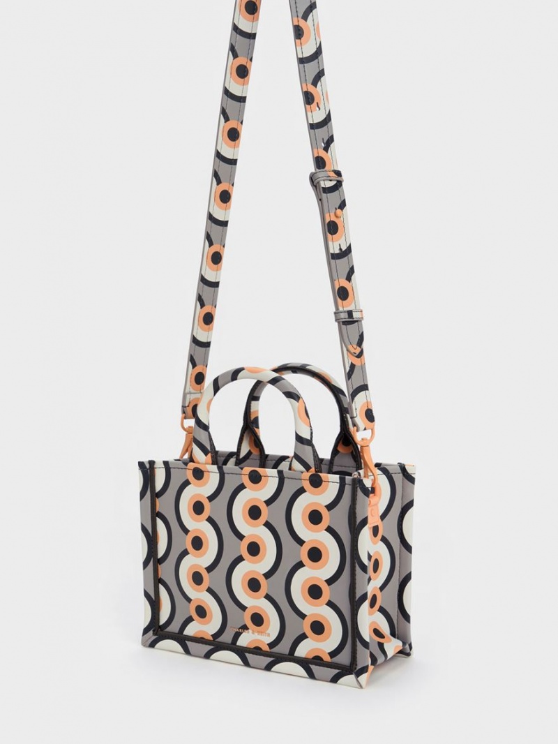 Geanta Tote Charles & Keith Mini Jump Print Colorati | 082ZDEUIC